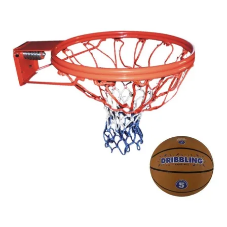 Set De Aro De Básquet Doble Retráctil Con Balon Naranja #7