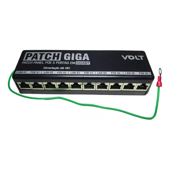 Patch Panel Poe Giga 5 Portas 12v A 48v 10/100/1000 Volt