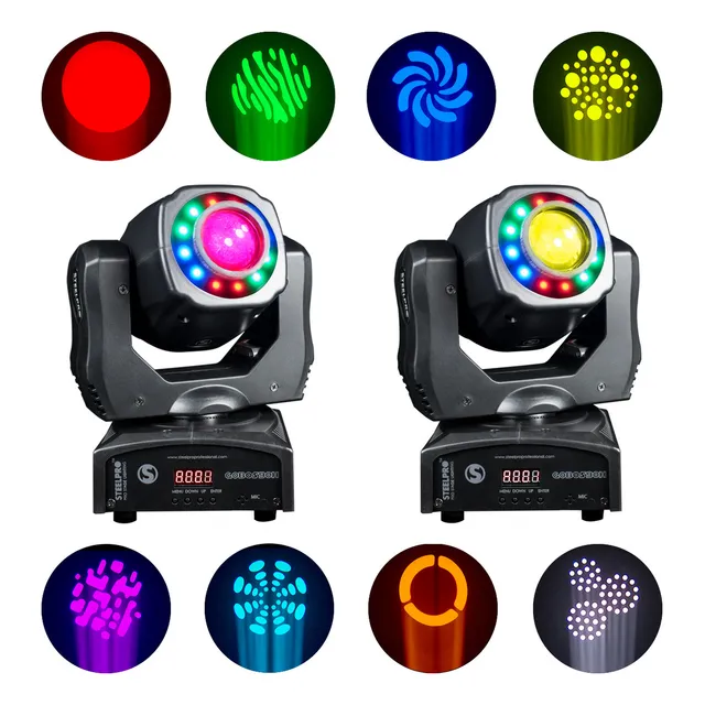 Kit 2 Cabeza Móvil Spot Con Gobos 90 Watts DMX AUDIORITMICO / ARO SMD / DISCO DE 8 COLORES / 8 GOBOS METALICOS /DJ - LUCES - ESCENARIO - ROBÓTICA - LUCES LED