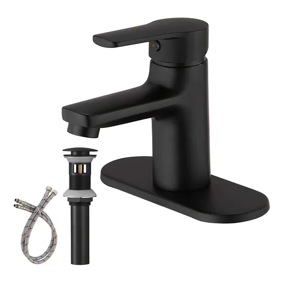 Bwe Grifo Baño Negro Mate Un Solo Agujero Tocador Una Sola