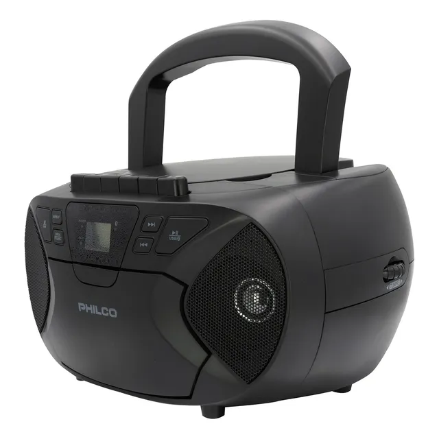 Radio Boombox Bluetooth Con Reproductor Cd Y Casete Philco Color Negro