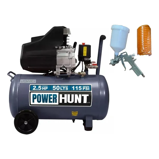 Compresor De Aire Eléctrico Kit Portátil 50lts Power Hunt