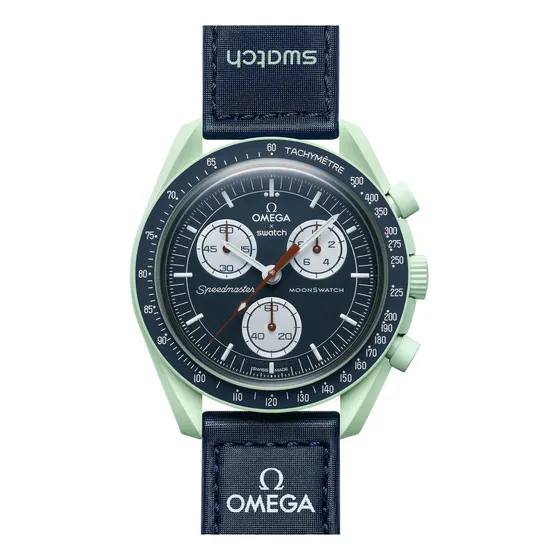 Reloj pulsera Omega x Swatch Mission on Earth con correa de velcro color azul