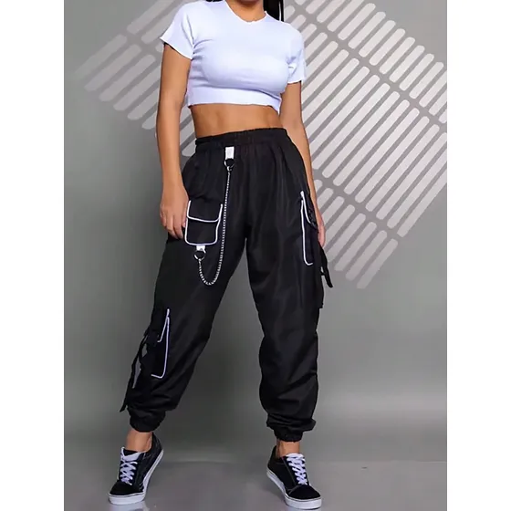 Calça Jogger Unissex Tactel Com Fitas Reflexivas E Correntes
