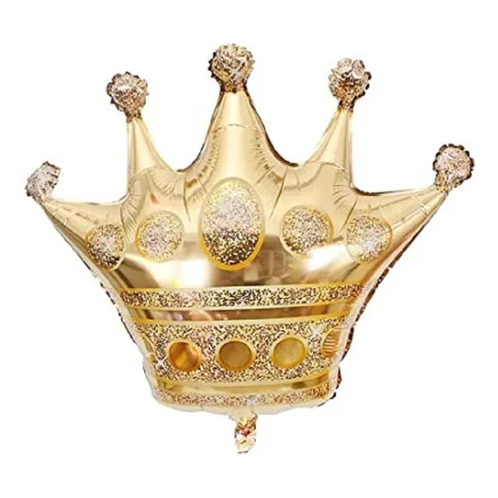 10 Pzas Globo Metálico De Corona Grande 28 Pulgadas Color Dorada