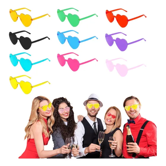10 Pares Gafas De Sol En Forma De Corazón De Moda Multicolor