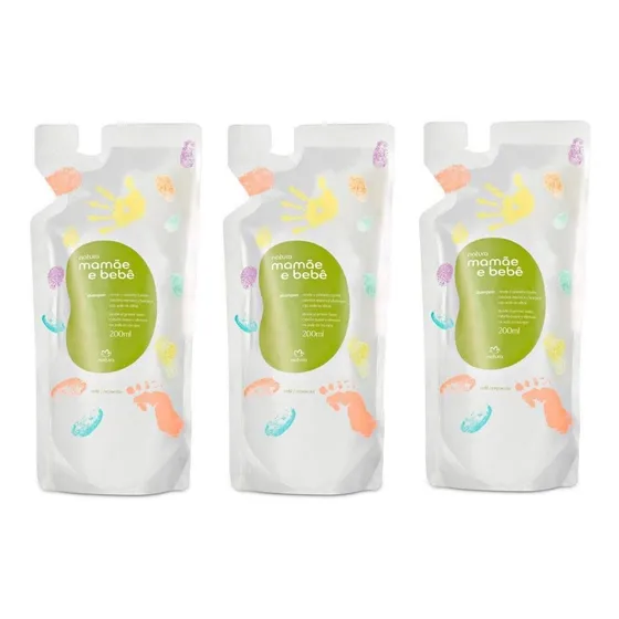 Natura Refil Shampoo Mamae E Bebe 200ml - 03 Unidades