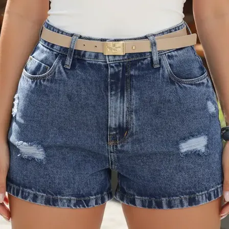 Short Jeans  Cintura Alta Slim Feminino