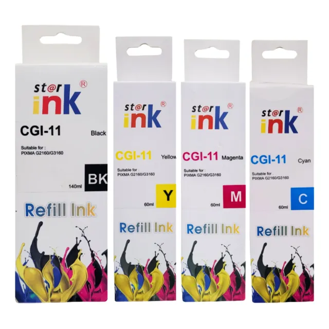 Pack 4 Tintas Gi-11 Alternativa Bk C M Y G2160 G3160 60ml