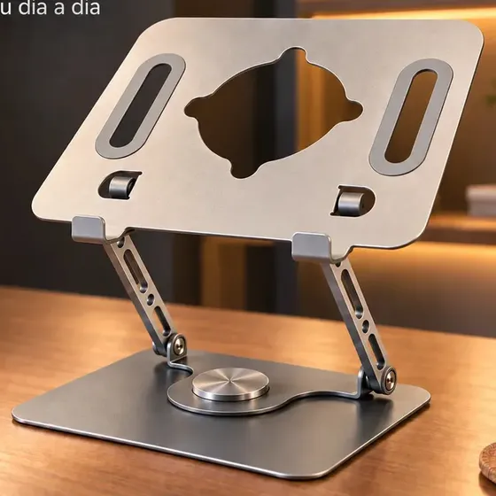 Suporte Alto De Mesa Para Notebook Macbook E Tablet Em Alumínio Aeronáutico Resistente 360° Graus Gi