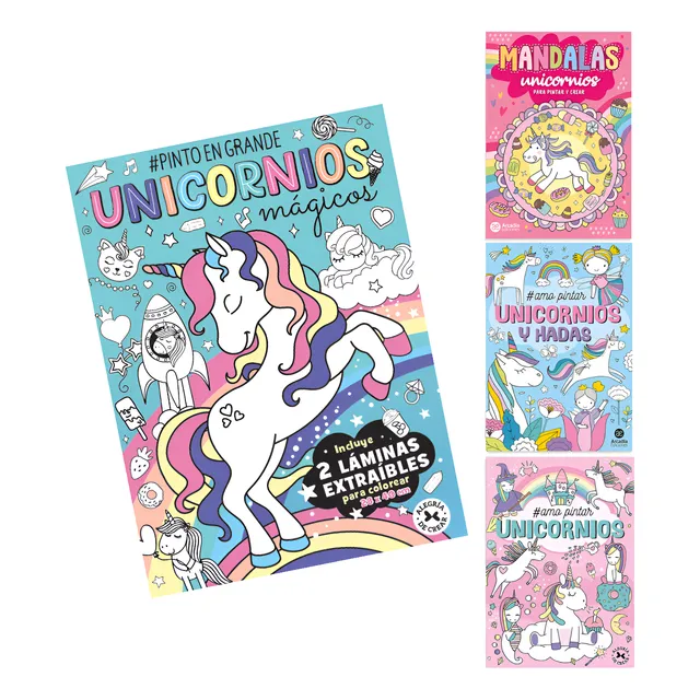 Libros Para Colorear Unicornios Pack De 4