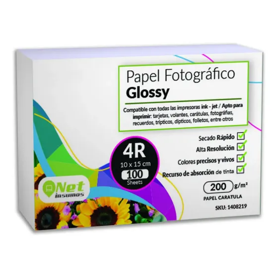 Papel Fotográfico Glossy 4r 200gr Pack 100 Hojas | Cuotas sin interés