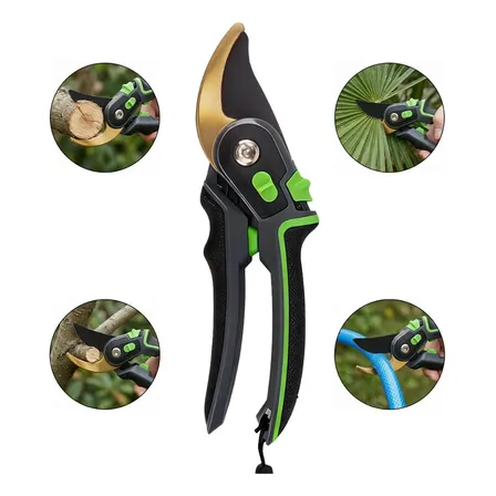 Tesoura De Poda Profissional Aço Sk5 Com Trava De Segurança Verde E Preto