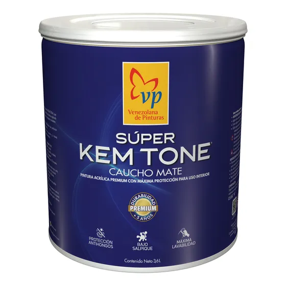 Pintura Caucho Mate Súper Kem Tone Blanco Intenso Galón Vp 