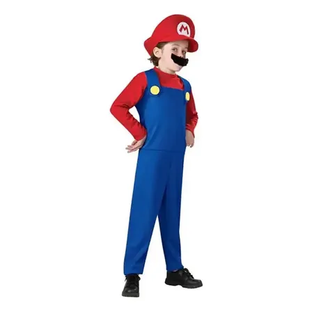Disfraz Mario Luigi Nino Halloween Cosplay Infantil Set Completo Sombrero Bigote Guantes Traje Personaje Videojuego Fiesta Tematica Cumpleanos