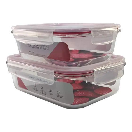 Kit Marmita 2 Potes De Vidros Hermético 1500ml E 1000ml