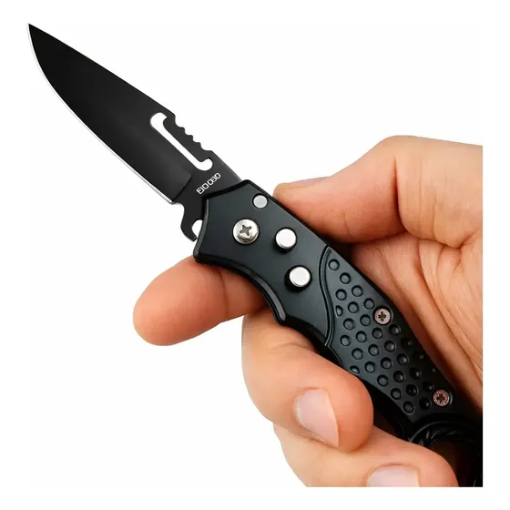 Canivete Tático Automático Retrátil Militar Inox Camping Preto
