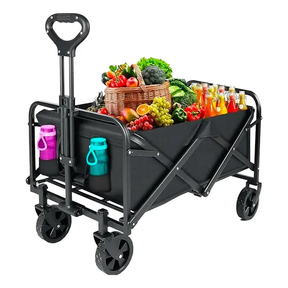 Carrito Vagón Plegable Portátil Multiusos Cámping Adir Negro