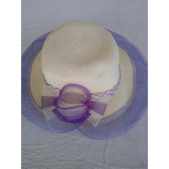 Sombrero Para Dama Blanco Y Lila Nuevo