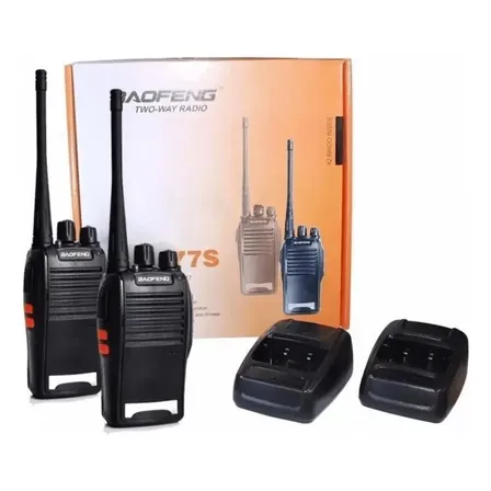 Kit 2 Rádio Comunicador Baofeng 777s 16 Canais Uhf/vhf Alcance 12km Preto