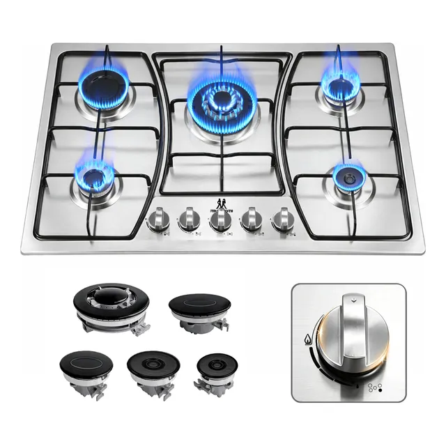 Parrilla De Gas Empotrable Estufa Gas De Mesa 5 Quemadores