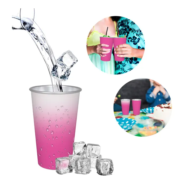 Vaso Mágico Térmico Slim Company Cambia De Color Con Temperatura Fría De Aluminio 470 Ml Color Rosa