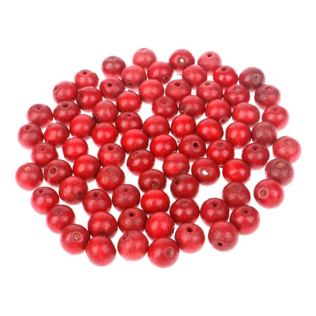 Qingsi 100 Uds Cuenta Madera Roja 20mm Suelta Lisa Pintada
