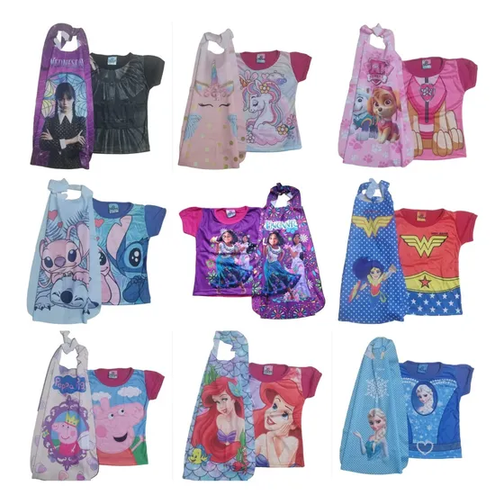 Disfraz Nena Remera Y Capa Frozen Vampirinia Unicornio Lol