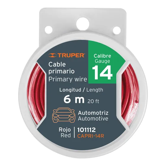 Carrete 6 M Cable Rojo Calibre 14 Truper 101112