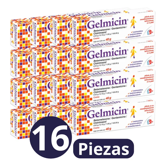 Gelmicin Infecciones De La Piel Alergias Crema 40 G 16 Pack