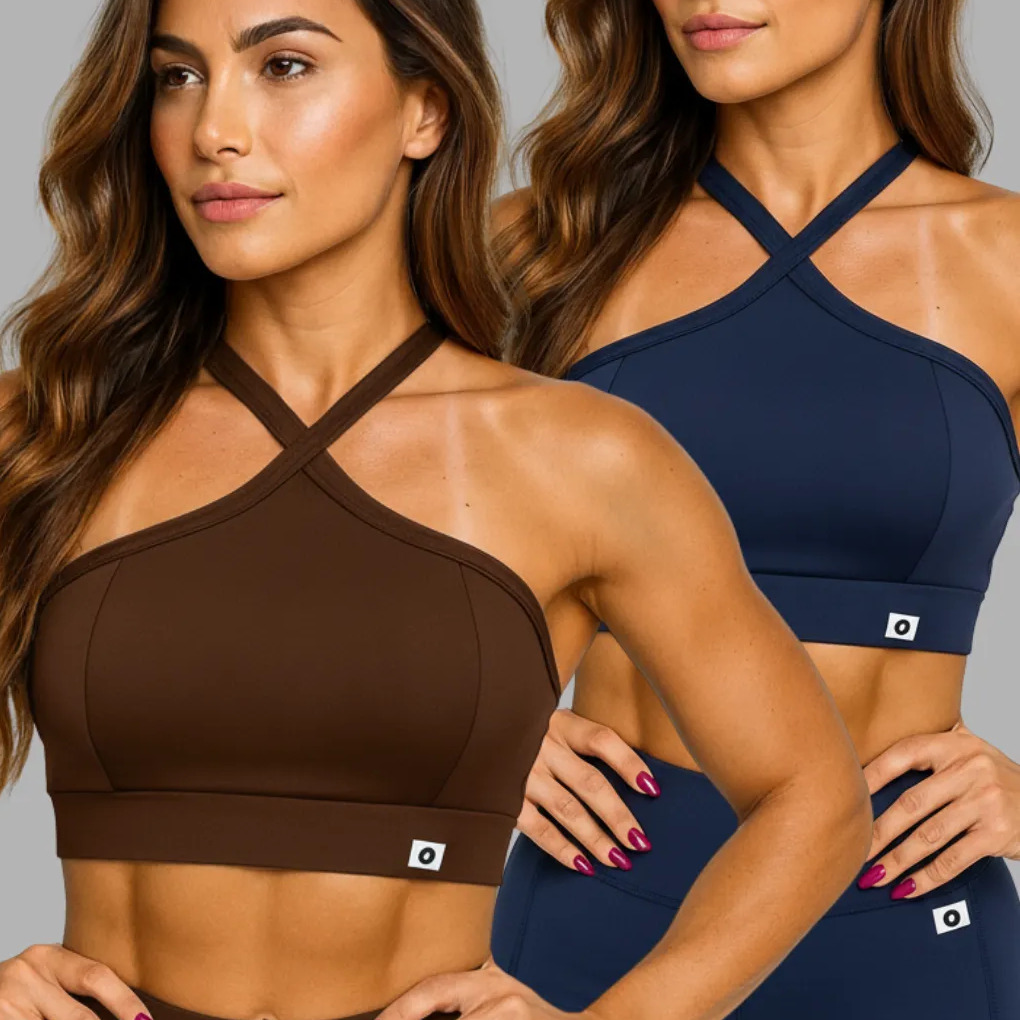 Kit 02 Top Cropped Feminino Alça Cruzada Zero Transparência Marrom Café/azul Marinho Liso M