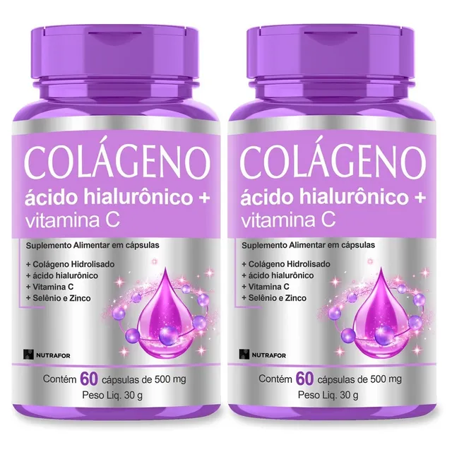 Kit 2 Colágeno Hidrolisado + Ácido Hialurônico + Vit C 120cp