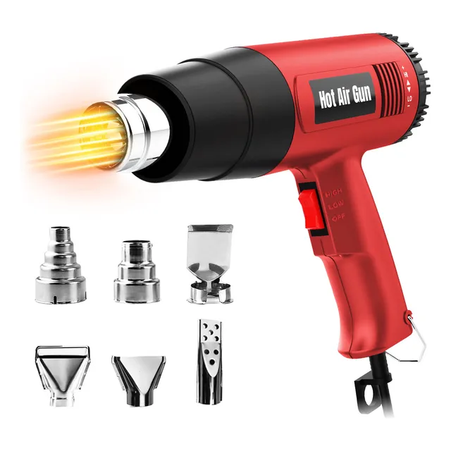 Niubiro QR866B-RD Pistola De Calor De 2000 W Temperatura Ajustable 6 Boquill Color Rojo