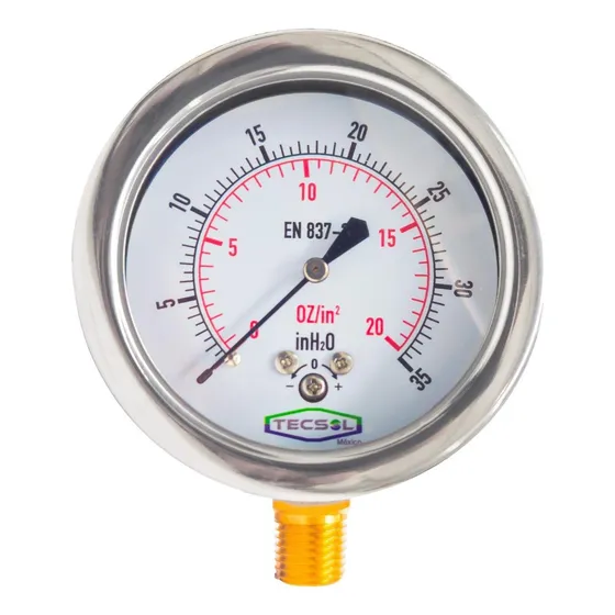 Manómetro Gas Baja Presion 20 Onzas/in2 (35wc) Caja Inox