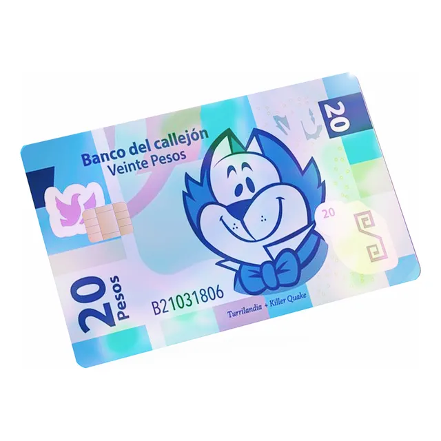 Sticker Tarjeta Banco Holográfico Benito Billete 20 Bodoque