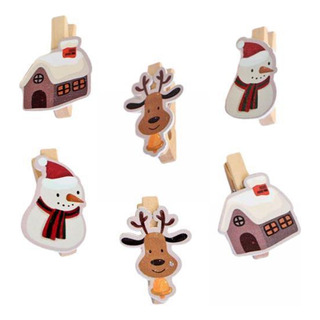 4 X 6x Clips De Madera Navideños, Miniclavijas Para 4 X 6x Clips De Madera Navideños, Miniclavijas Para