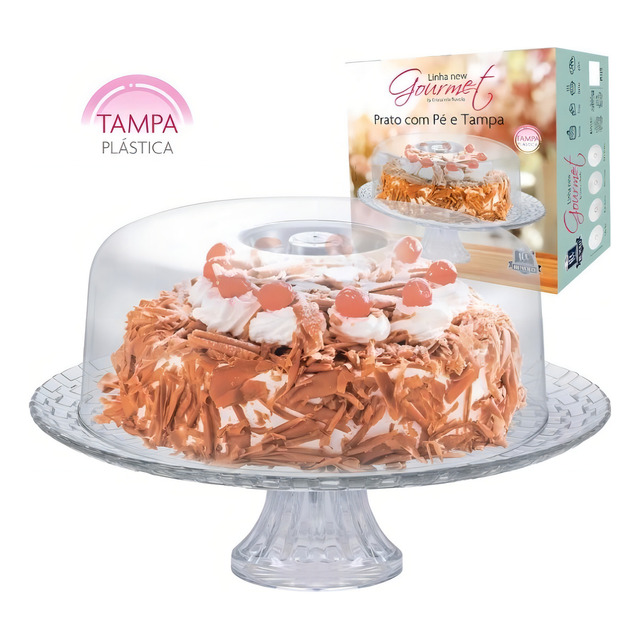 Prato Vidro Pé Tampa Acrílica Mesa Boleira Redonda Ruvolo Prato Vidro Pé Tampa Acrílica Mesa Boleira Redonda Ruvolo