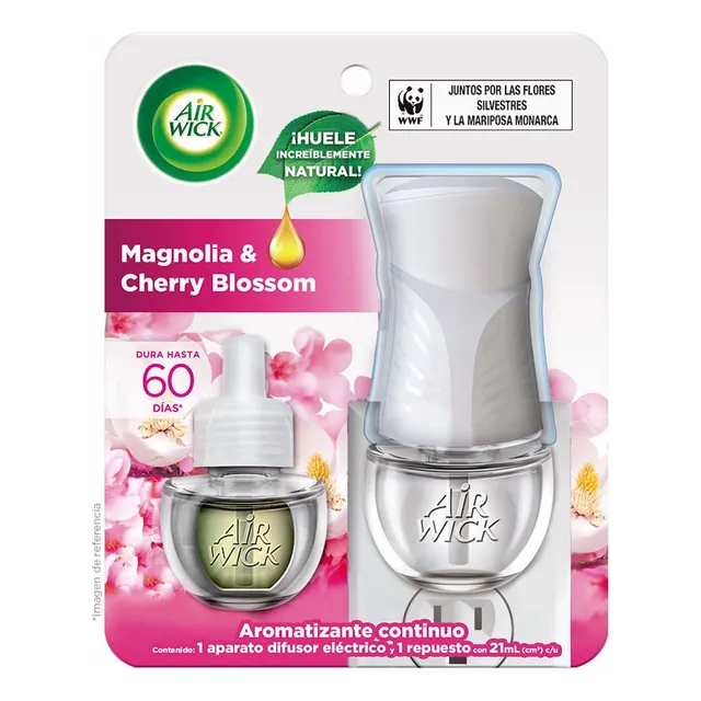Aromatizante Eléctrico Airwick Aceite Magnolia Cherry Aparato y Repuesto 21ml