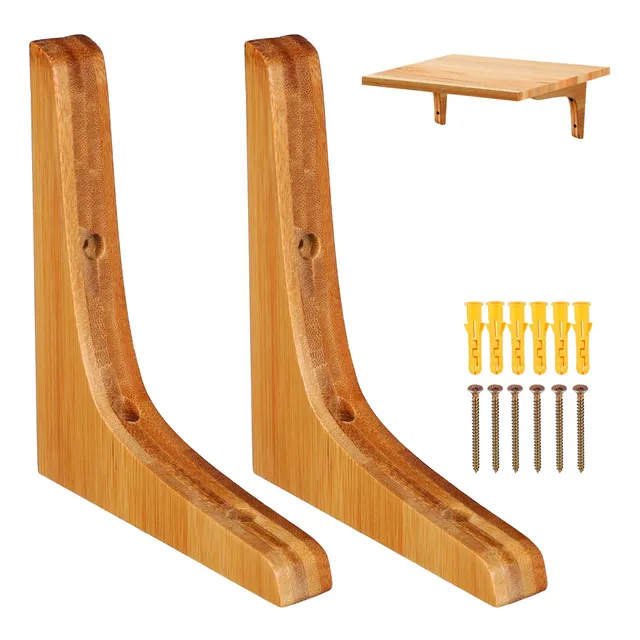 2 Soporte Madera Natural Triangular Pared Para Estante