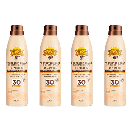 Protector Solar Fps 30 En Aerosol 170ml Cocoa Beach Pack 4