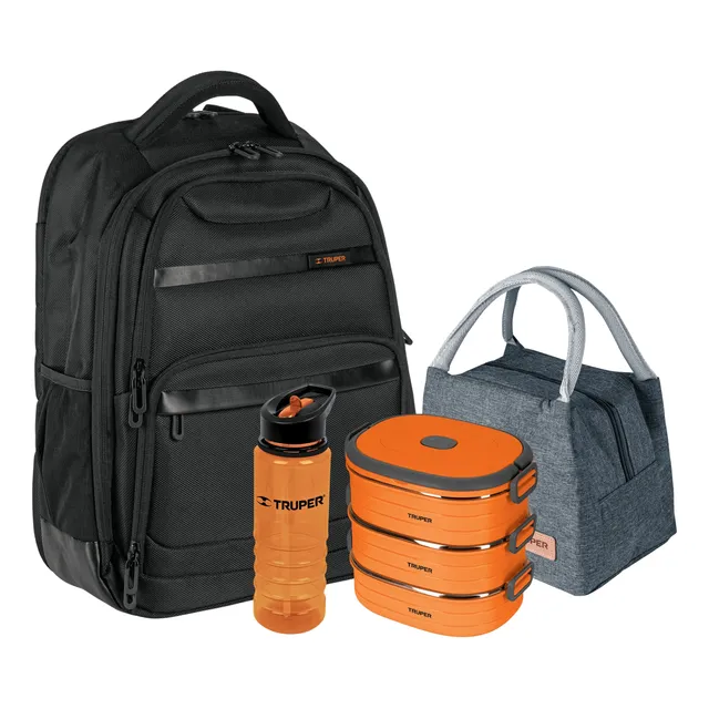 Combo Mochila Porta Laptop+lonchera Térmica Acero + Tomatodo