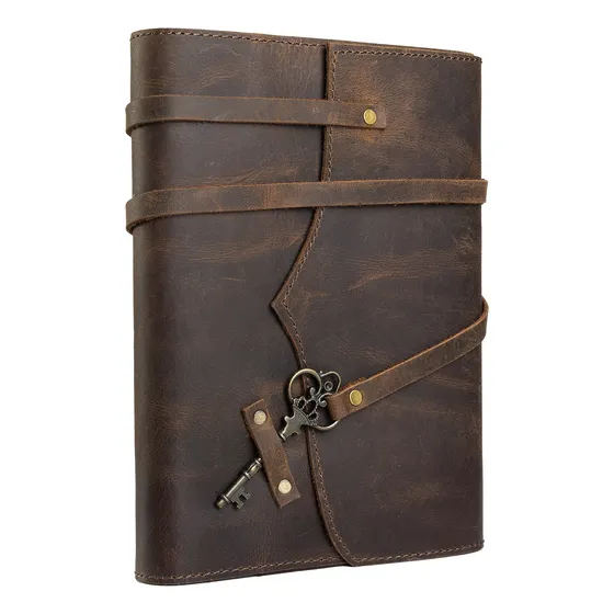 Cuaderno Agenda Diario De Cuero Genuino A5 Llave Franz Mossi
