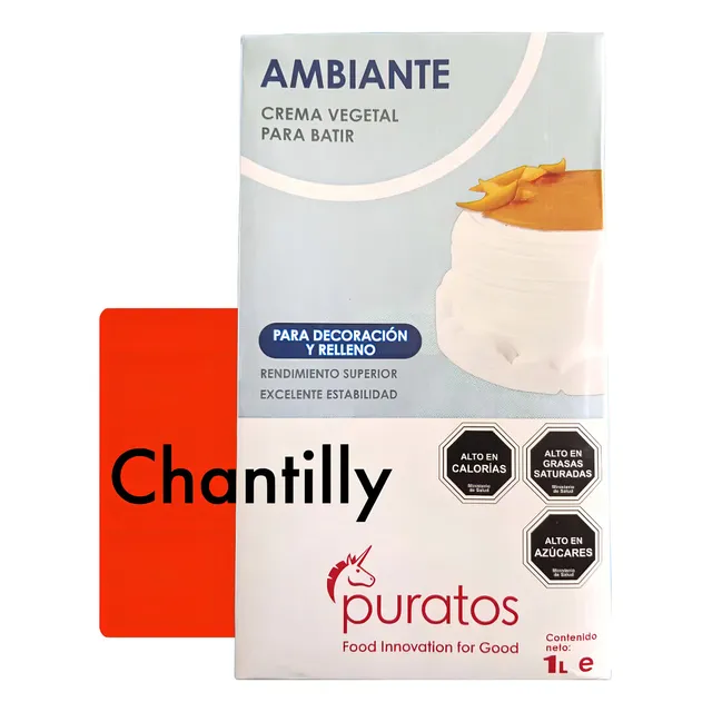 Crema Chantilly Vegetal Puratos Ambiante Sin Lactosa 1 Lt