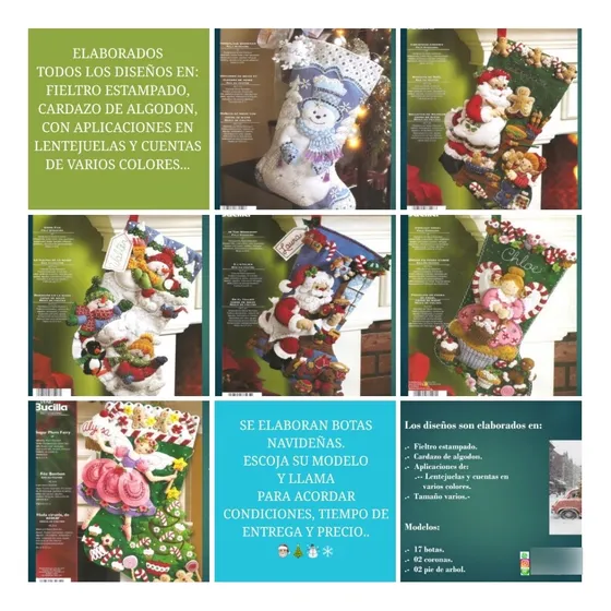 Elaboracíon Botas Navideñas Bucilla