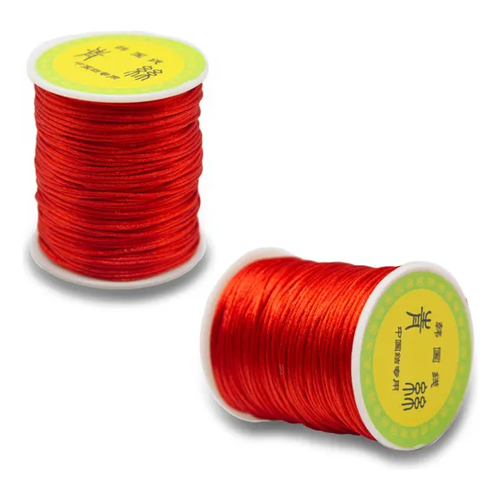 Hilo Cordón Cola De Ratón Rayon Color Rojo 1mm 80 Mtrs