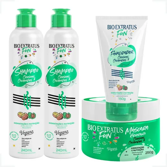 Kit Cabelos Crespos E Cacheados Kit Fun Bio Extratus Vegano