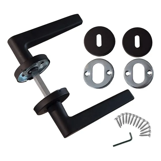 Manija Venecia Negro Mate Picaporte Doble Ac. Inox. Yale Negro Mate