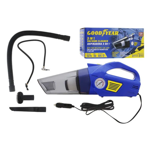 Aspiradora Goodyear Con Inflador De Cuchos Azul Y Amarillo