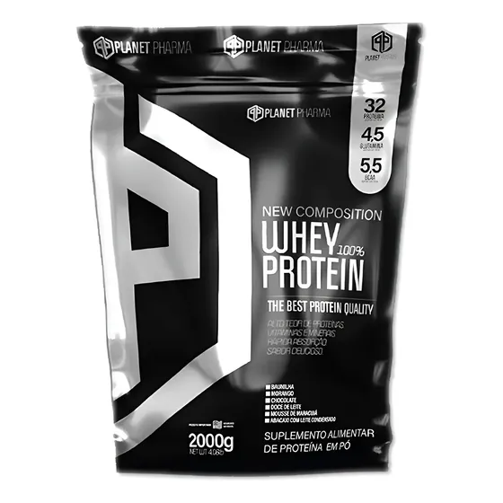 Whey Protein 100% Planet Pharma 2kg 32g Proteína Chocolate