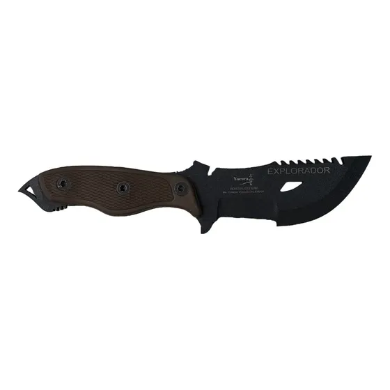 Cuchillo Yarará Explorador Tracker Con Mango De Santoprene® Marrón Y Negro